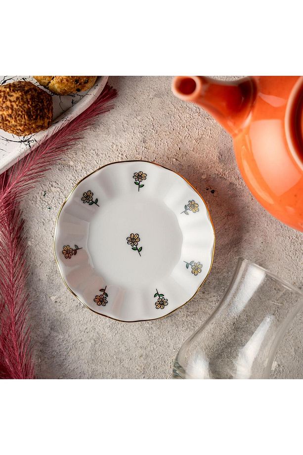 Sarı Papatya Çay Tabağı 6'lı 11 CM - 2