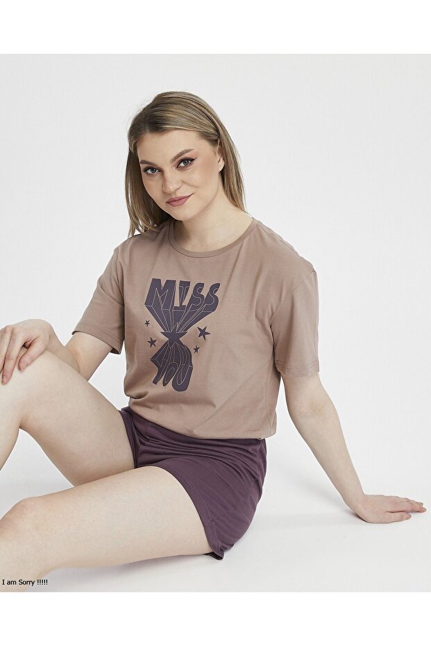Cotton Short Sleeve Printed Women's Summer Pajama Set with Shorts