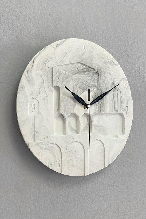 ساعة حائط مستديرة بنمط رخامي - 2