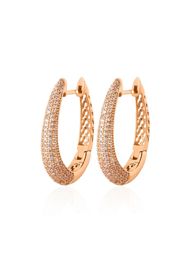 Sunshine Halka Küpe 1 mikron 18A.Rose Gold Kaplama - Şampanya Zirkon Taş - Champaigne - 1