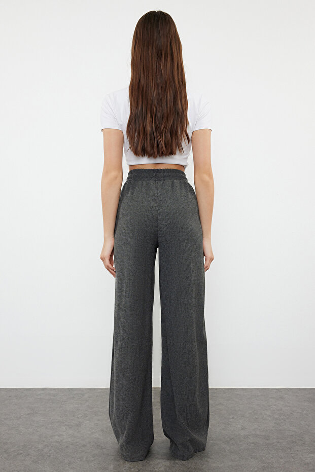 Antrasit Wide Leg Esnek Örme Pantolon TWOSS24PL00054 - 6
