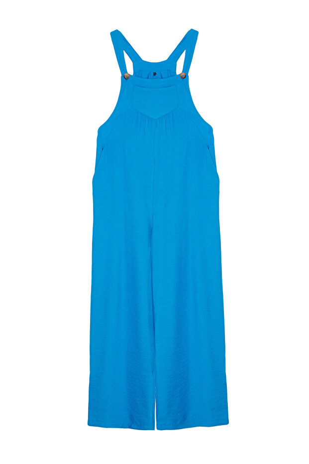 Indigo  Bol Paça Maxi Jile Dokuma Keten Karışımlı Tulum TWOSS21TU0090 - 6