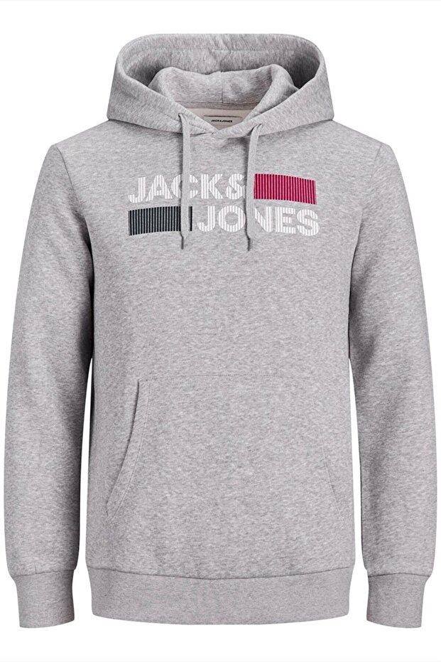 Jack&Jones Men's Ecorp Logo Sweatshirt - Hood Noos12152840Light Gray Melange