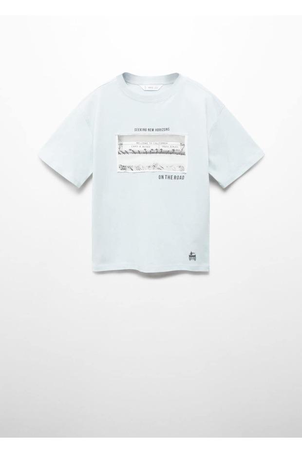 Desenli pamuklu tişört - 1