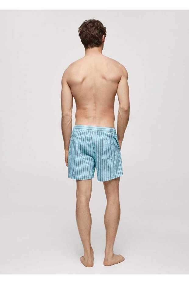 Striped Drawstring Swimsuit - 4