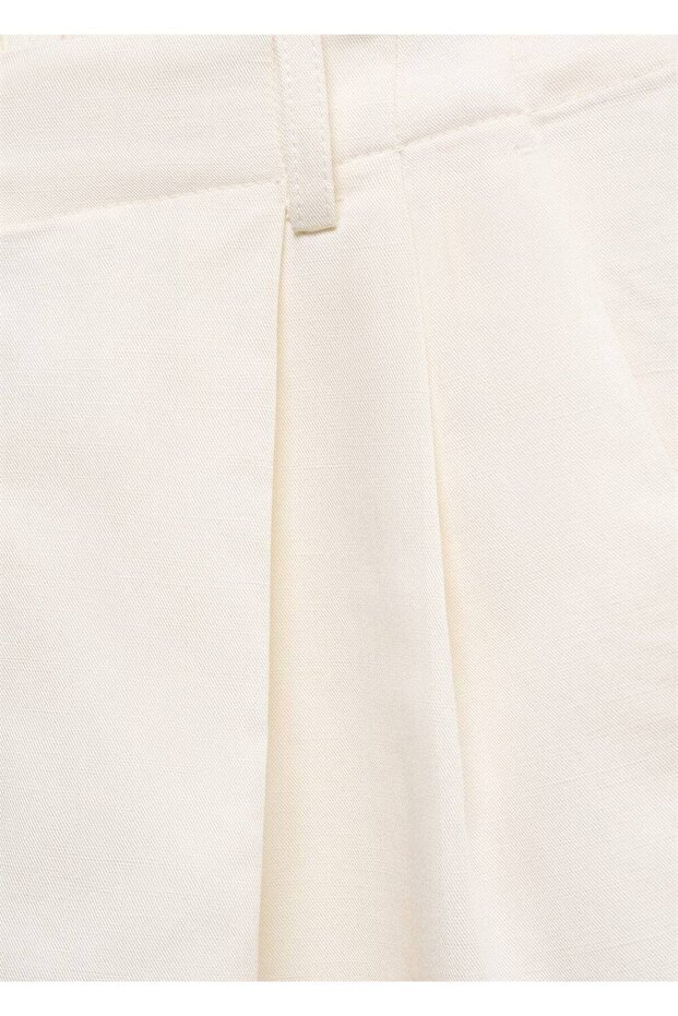 Keten karışımlı pilili bermuda şort - 6