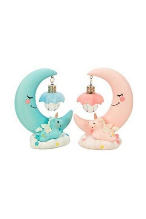 Dekoratif Ay Dede Ve Minik Unicorn Temalı Masa Lambası Ve Biblo - 1