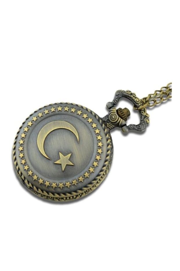ساعة سلسلة كوارتز منقوشة بنجمة القمر