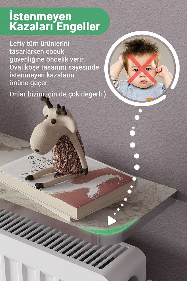 Petek Üstü Uçan Raf Dresuar Kalorifer Peteği Rafı 100 X 18 Cm Efes Gümüş Oval Kesim - 4
