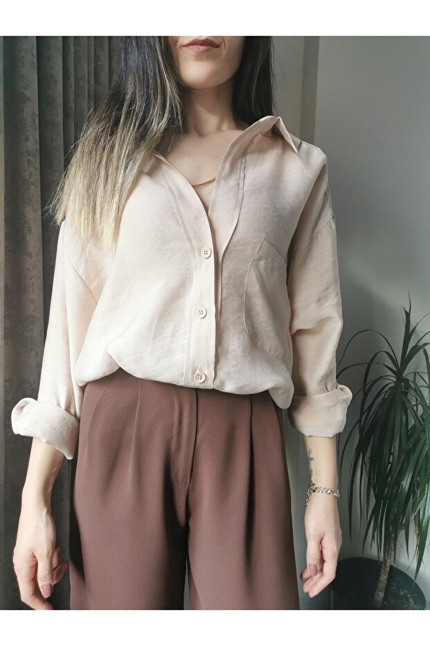 Düşük Omuzlu Oversize Gömlek - 2