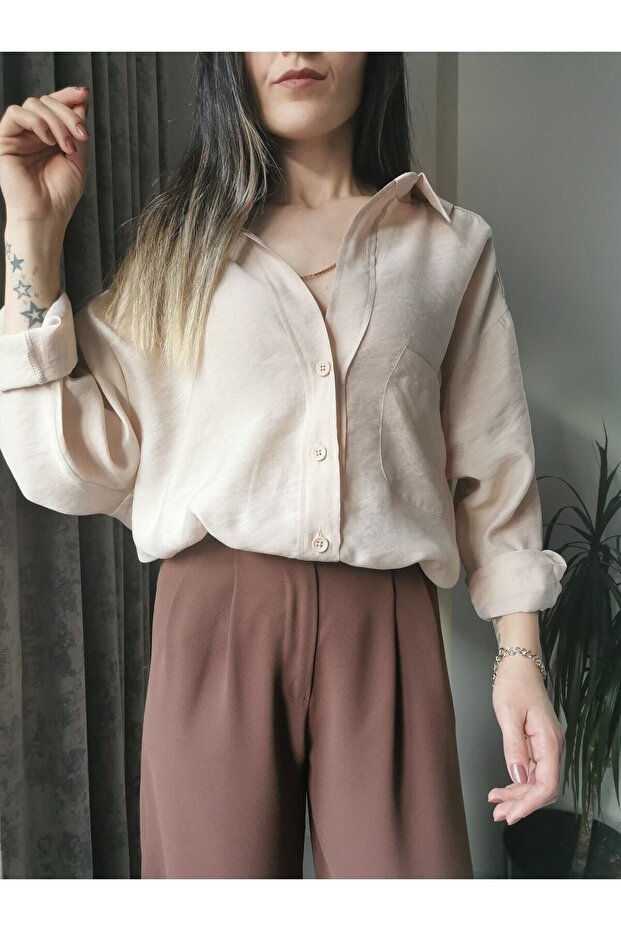 Düşük Omuzlu Oversize Gömlek - 3
