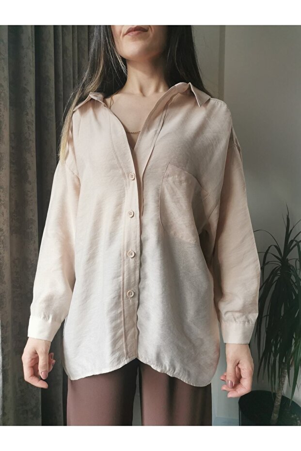 Düşük Omuzlu Oversize Gömlek - 1