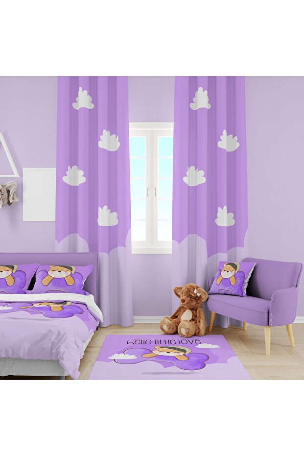 Sleeping Dog Children's Room Suit (Fon Curtain - Bed Cover and Pillow - Case)