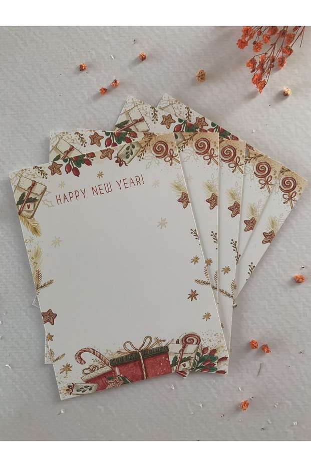 New Year - New Year Buckle / Thank You / Note Card 9.5-13 cm. Happy New Year - 30 Pieces