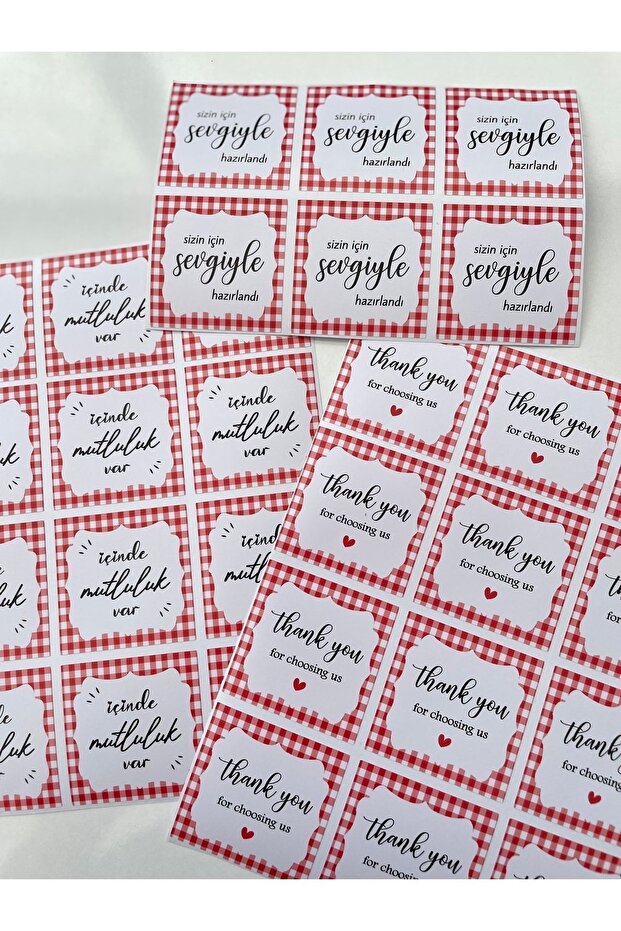 Petite Square Background Mixed 3 Model Sticker 5 Cm. Total of 50 Opaque Stickers in Size
