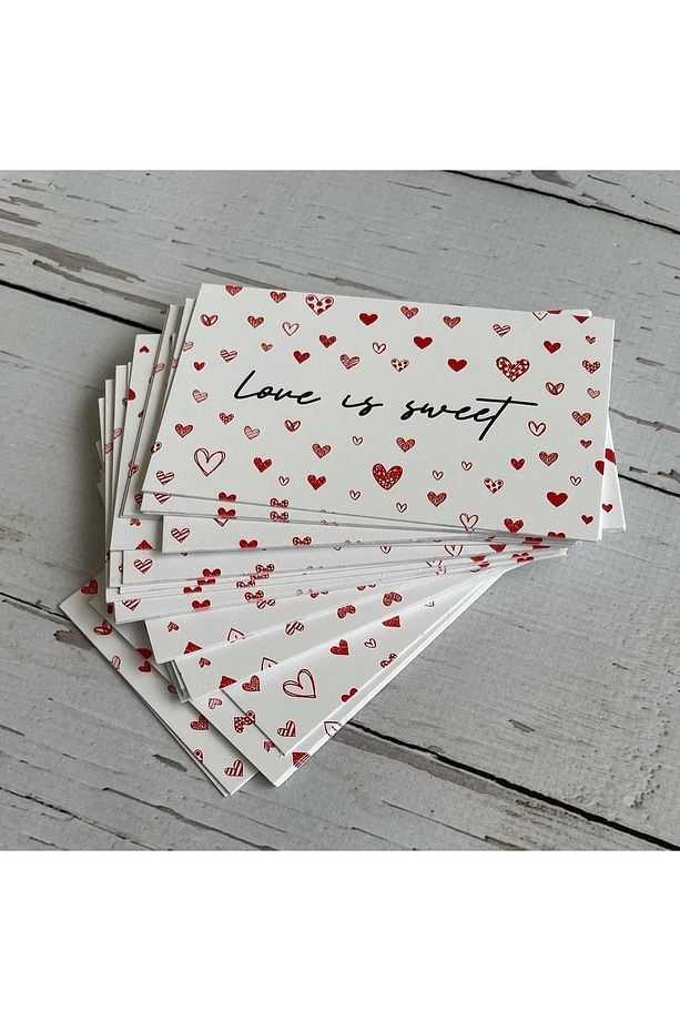 Sevgililer Günü Kart Ve Etiket Seti - Love Is Sweet 25'er Adet Opak Sticker Ve Kart Seti - 4