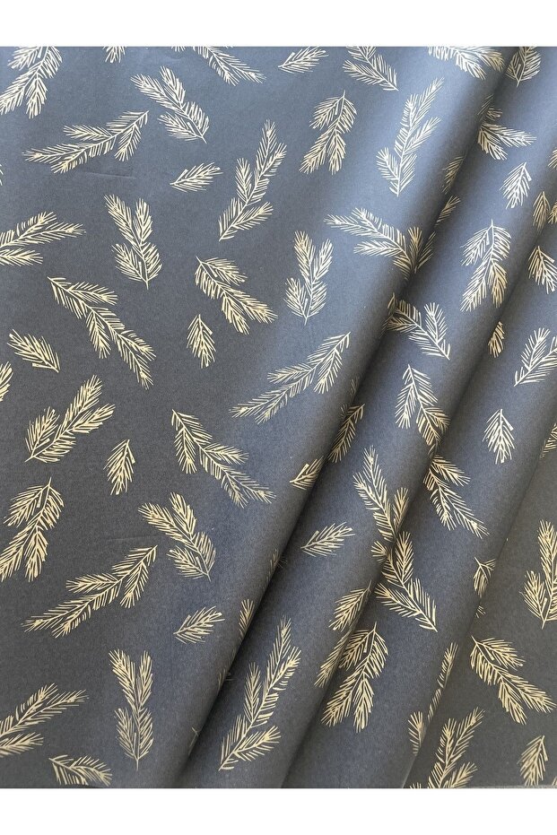 Black Background Gold Leaf Patterned Pelur Paper / Christmas - New Year - Packaging Paper - 10 Pieces