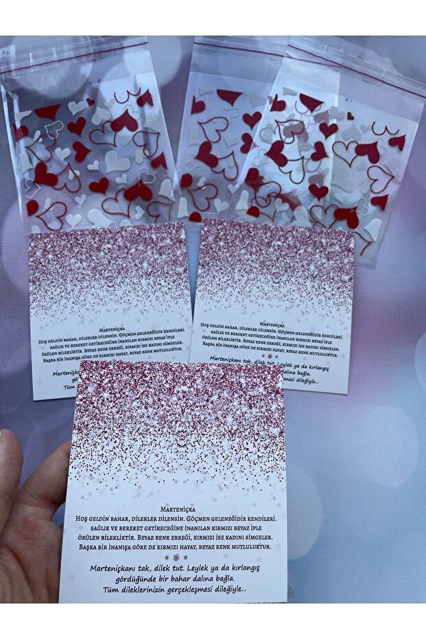 Marteniçka Card - Pink Polka Dot - 30 Pieces 9.2 Cm
