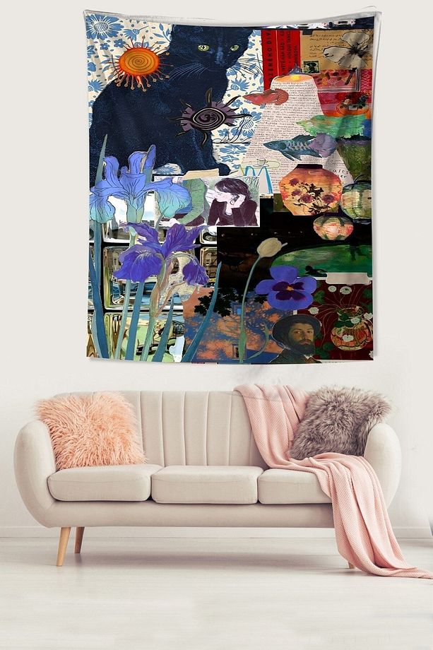Renkli Dünyam Leke Tutmaz Kumaş Duvar Örtüsü Duvar Halısı Tapestry - 2