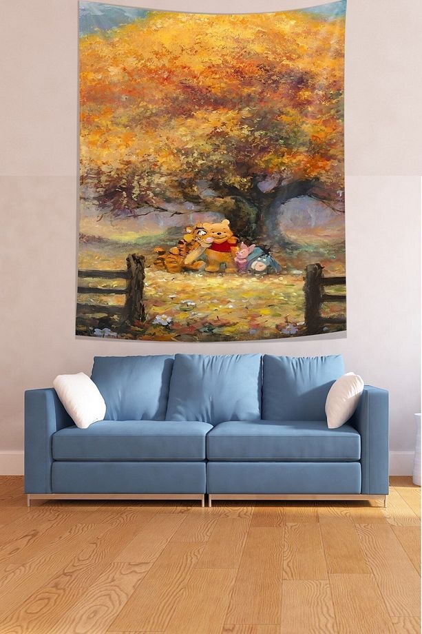 Winnie the Pooh Karakterleri Leke Tutmaz Kumaş Duvar Örtüsü Duvar Halısı Tapestry - 2