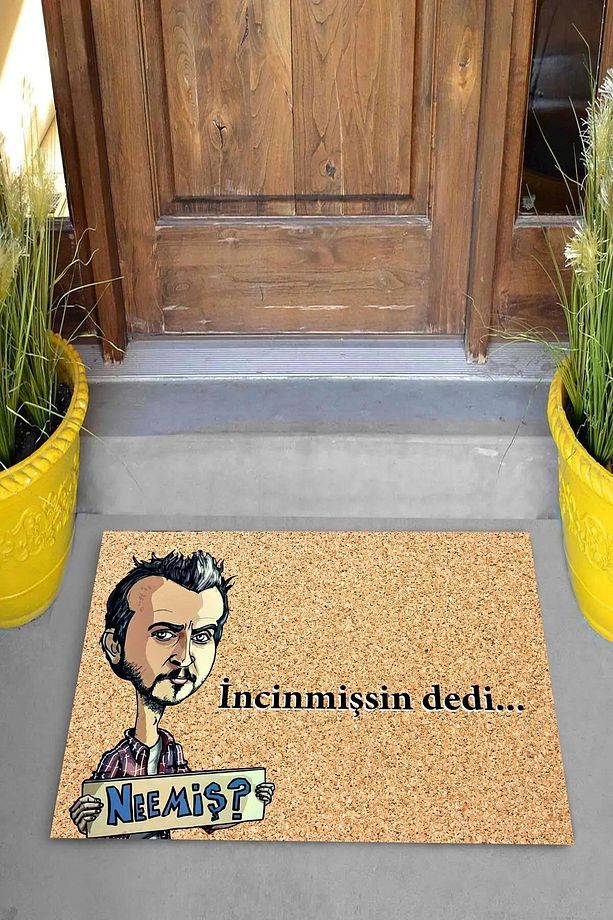 Dijital Baskılı İncinmişssin Desi Yazılı Mecnun Dekoratif Kapı Önü Paspası - 3