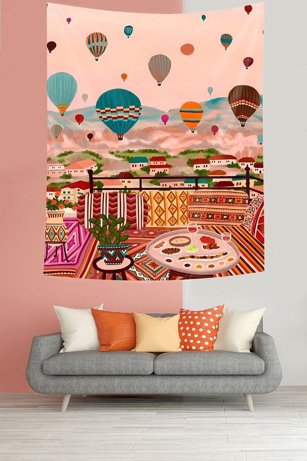 Kapadokya Leke Tutmaz Kumaş Duvar Örtüsü Duvar Halısı Tapestry - 2