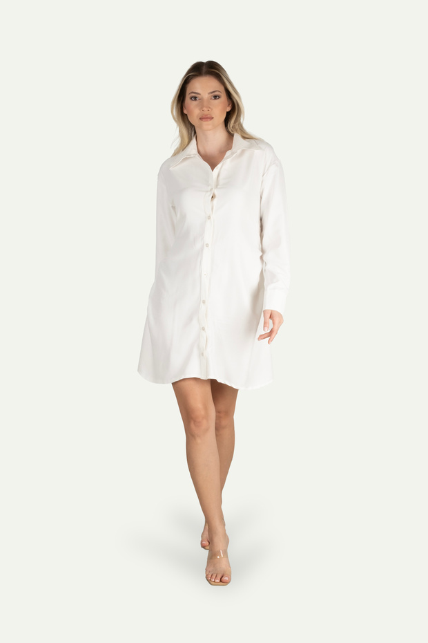 Drapeli Gömlek Elbise - 4