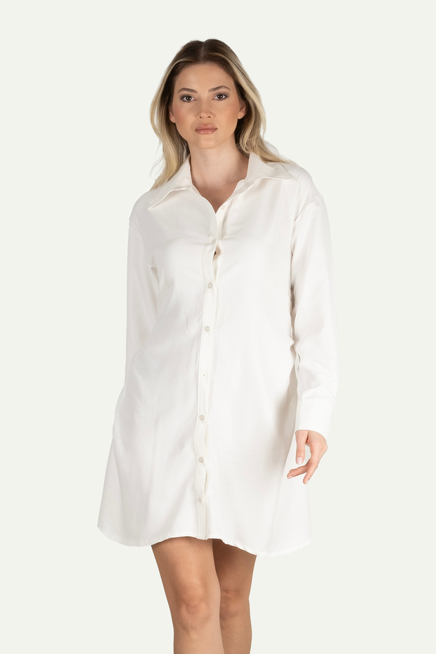 Drapeli Gömlek Elbise - 2