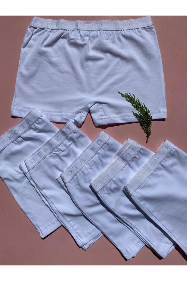 Women's Cotton Lycra Fabric 6-Piece White Mini Shorts Boxer