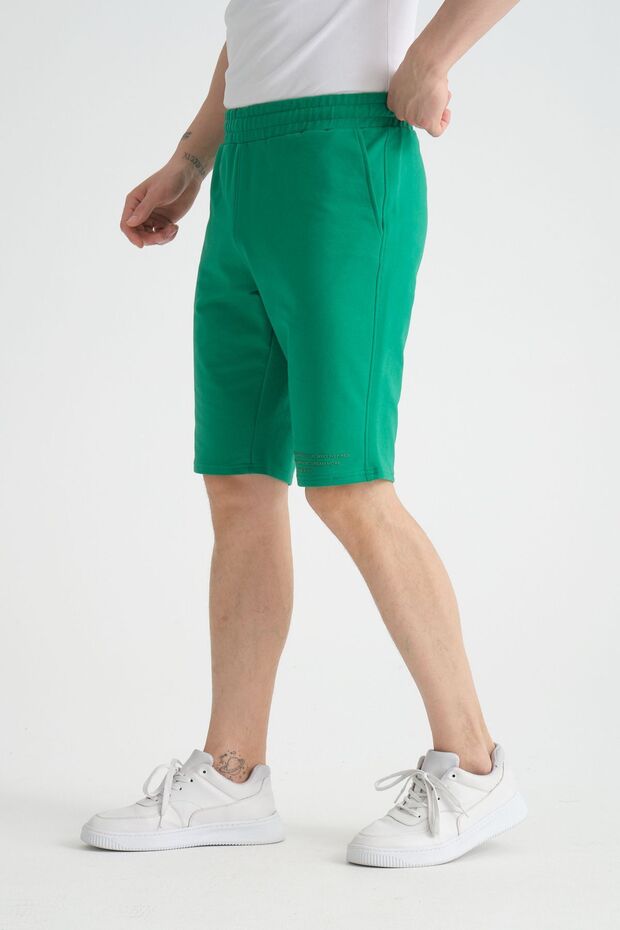Baskı Detaylı Regular Kalıp Benetton Rengi Erkek Şort - 4