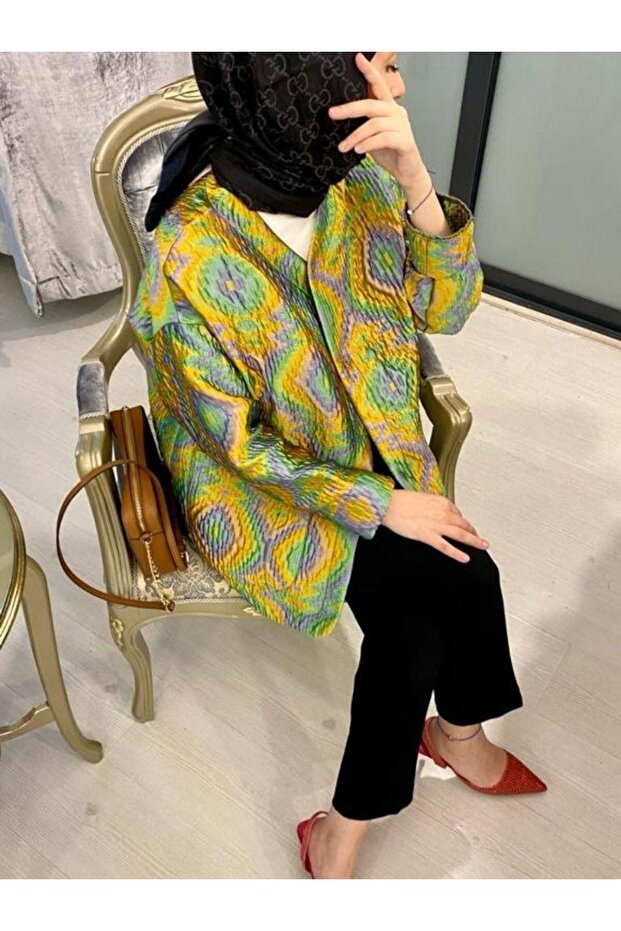 Colorful İpek Kapitone Ceket Turuncu