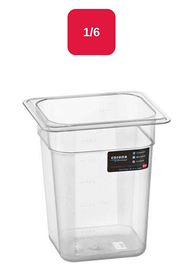 حوض استحمام PC Gastronom 1/6 مربع شفاف - 200 مم - Bo146