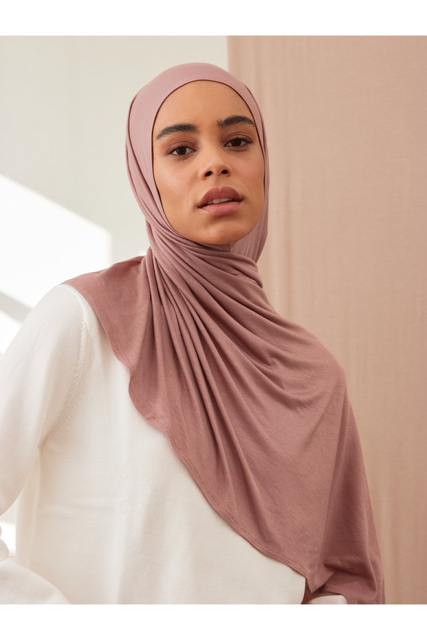 Small Practical Premium Jersey Shawl | Color: Pastel Rose | Chin Stitched | Size: Young-Child | Instant Hijab