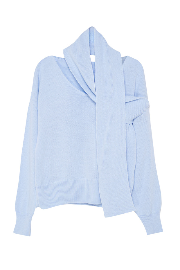 Blauer Schal Basic Strickpullover TWOAW25KZ00067 - 6