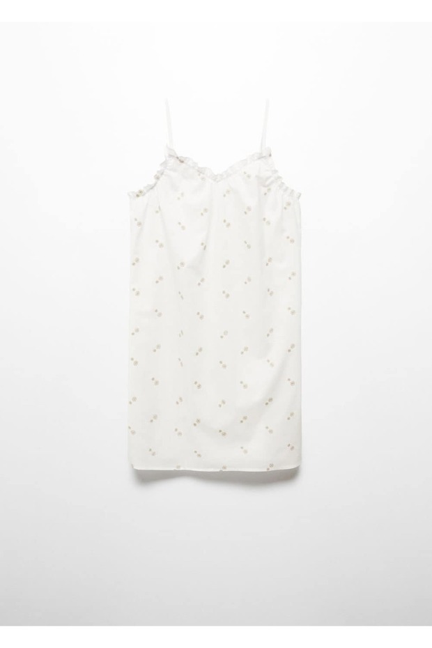 Çiçek işlemeli pamuklu gecelik - 3