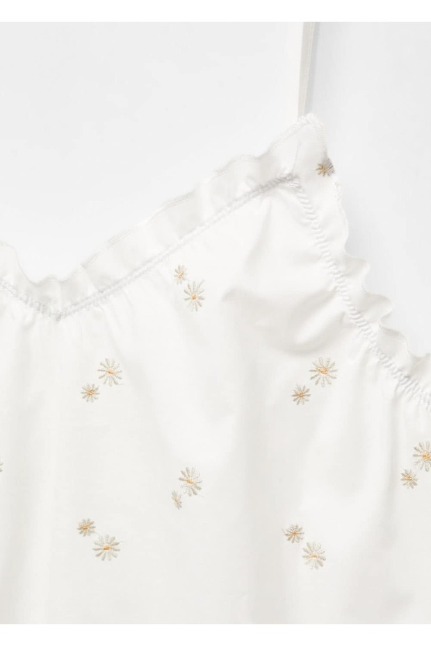 Çiçek işlemeli pamuklu gecelik - 5