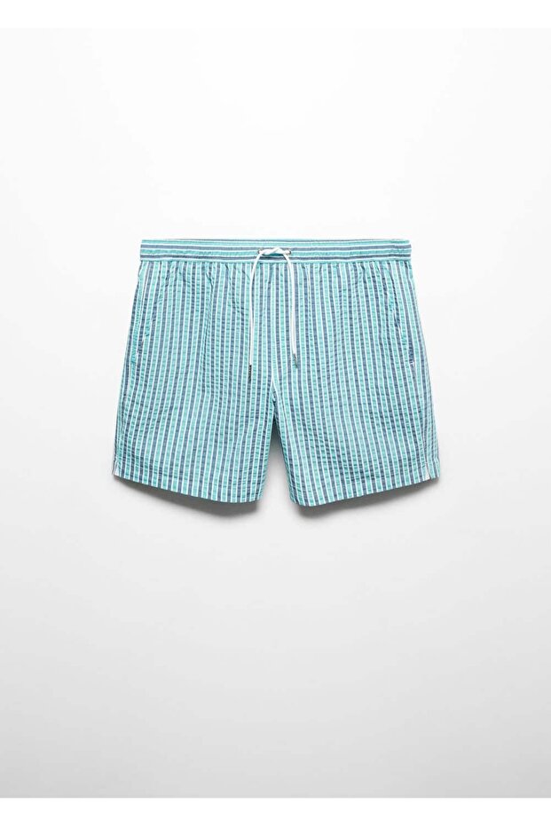 Striped Drawstring Swimsuit - 3