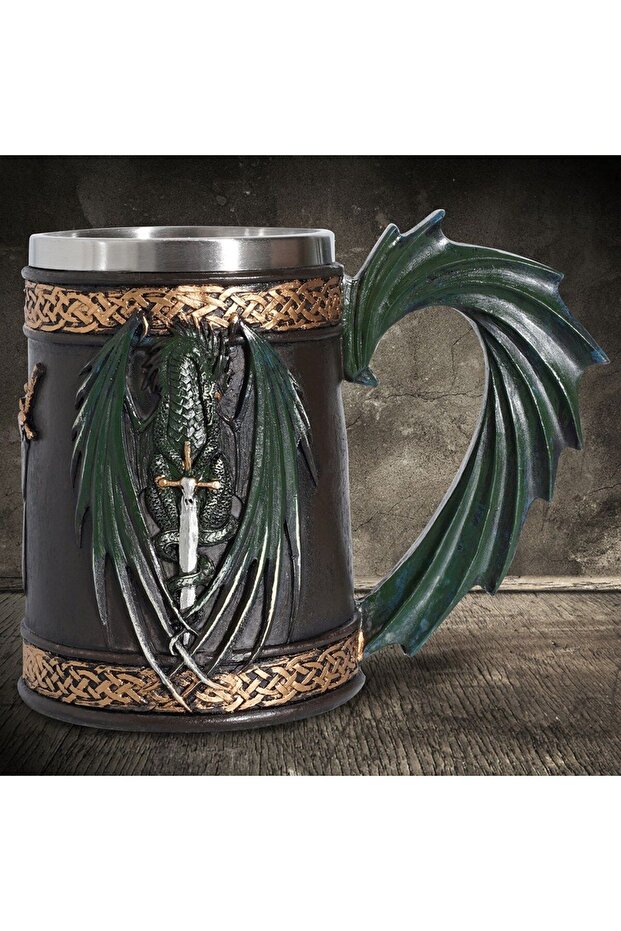 Dragon and Sword Design Mug 3D Carved Stainless Steel Mug