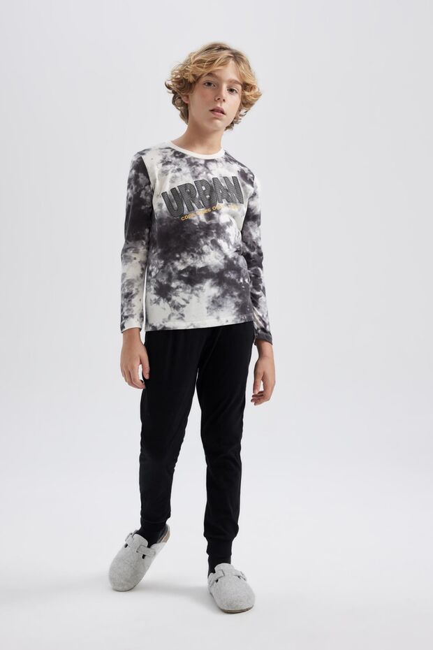 Boy's Print Long Sleeve Combed Cotton Pajamas Set B2377A823Wn