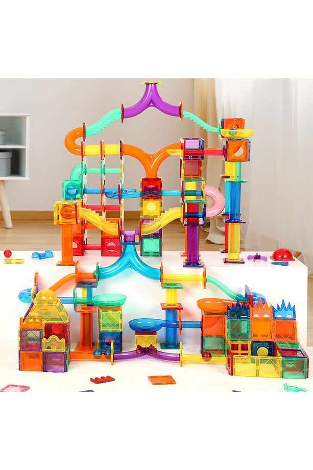Marble Run 200 Parçalı Premium Manyetik Oyuncak/bloklar Seti 7 Adet Top | Steam, Eğitici Bloklar - 7