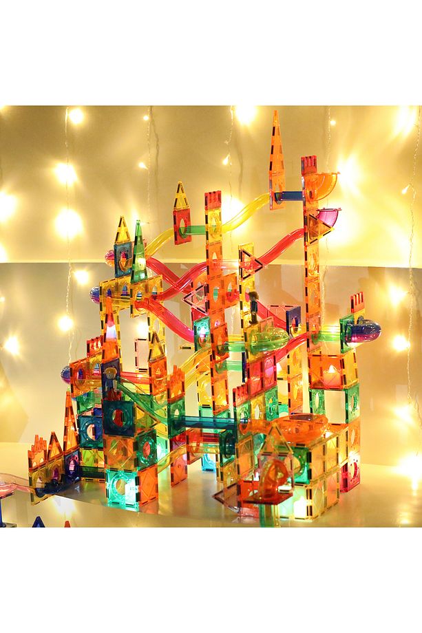 Marble Run 200 Parçalı Premium Manyetik Oyuncak/bloklar Seti 7 Adet Top | Steam, Eğitici Bloklar - 5