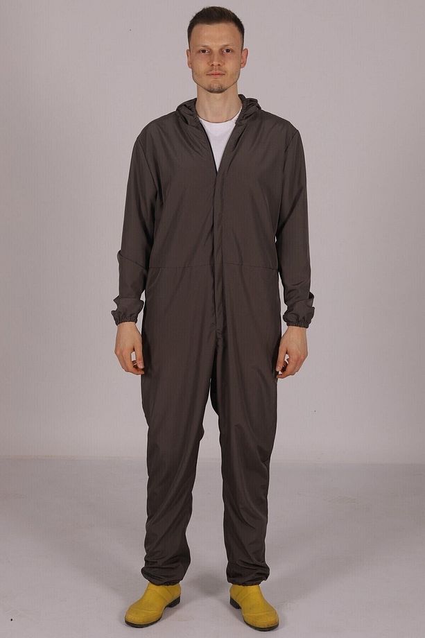 Gri Işçi Tulumu Balıkçı Çiftçi Bahçıvan Kuaför Laboratuvar Sıvı Itici Terletmez Kumaş Unisex - 3