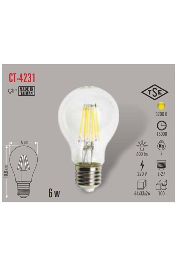 6 Watt Led Günışığı - Rustik E27 Duy Ampul - 3