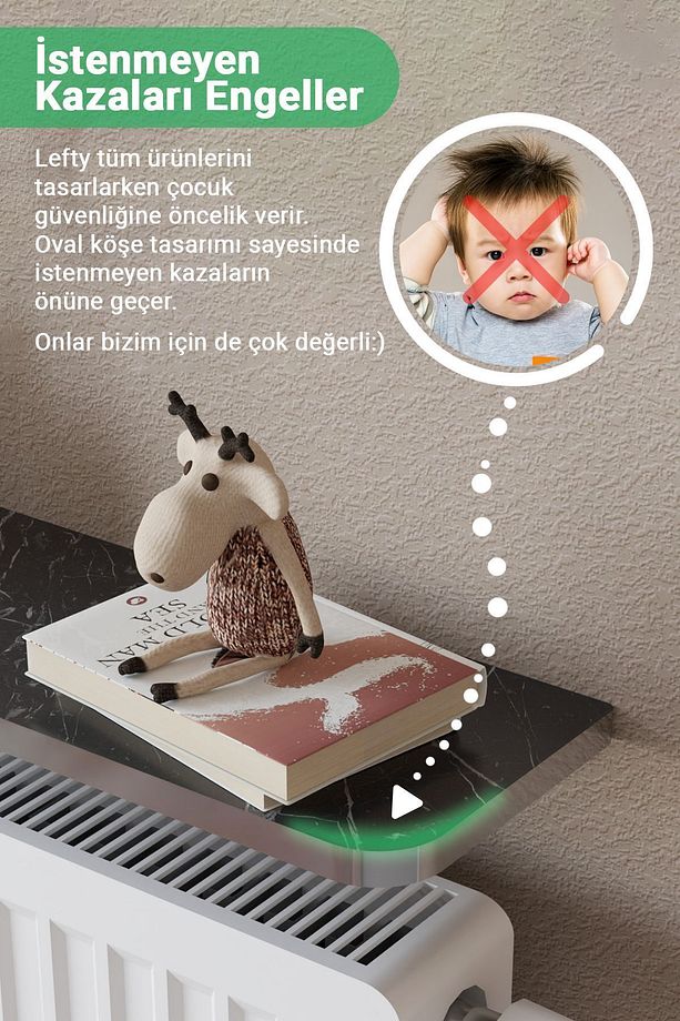 Petek Üstü Uçan Raf Dresuar Kalorifer Peteği Rafı 100 X 18 Cm Bendir Gümüş Oval Kesim - 4