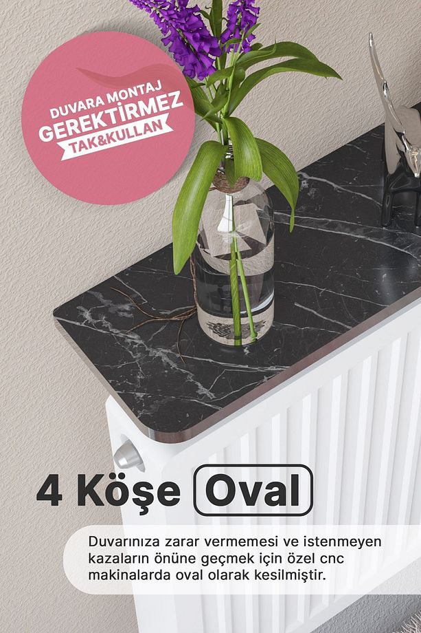 Petek Üstü Uçan Raf Dresuar Kalorifer Peteği Rafı 100 X 18 Cm Bendir Gümüş Oval Kesim - 5