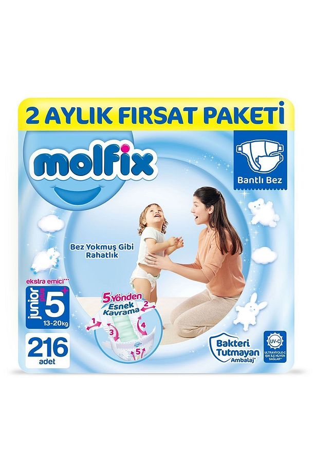 Bebek Bezi 5+ Beden Junior Plus 2 Aylık Fırsat Paketi 216 Adet - 1