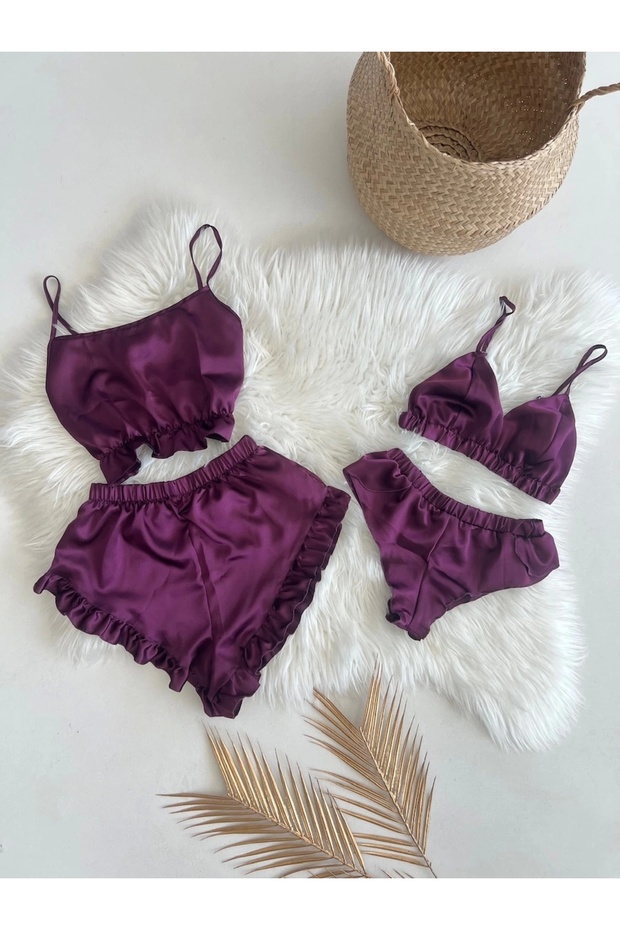 Mor 4’lü Pijama Seti - 1