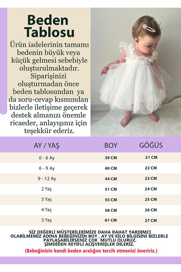 Yazlık Tütülü Astarlı Bebek Elbise Çocuk Elbise Kız Çocuk Doğum Günü Parti Düğün Elbisesi - 3