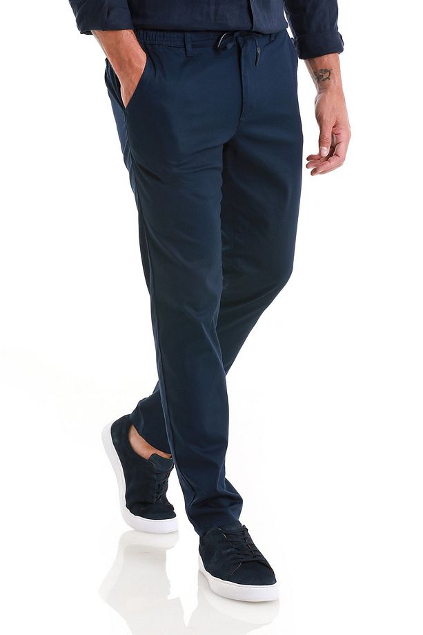 Lacivert Regular Fit Düz Yandan Cep Pamuklu Jogger Kanvas Pantolon - 3