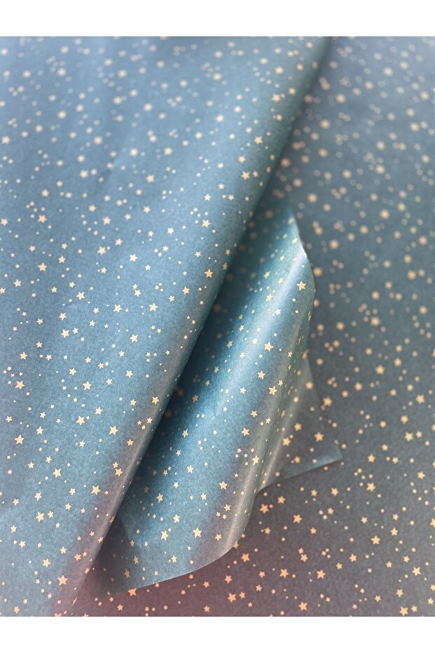 Dark Green Background Gold Star Pattern Pelur Paper / Packaging Paper - 10 Pcs